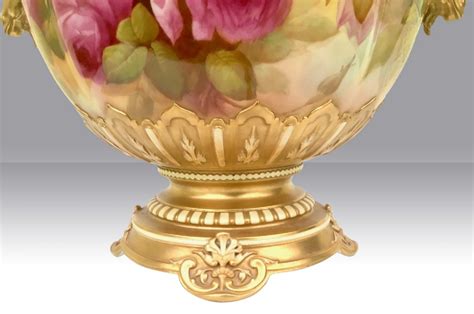 Wonderful Large Antique Royal Worcester Footed Jardiniere Roses