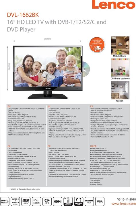 Lenco Dvl Bk Televisie Hd Led Met Dvb Inch Zwart Bol