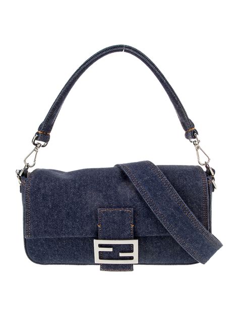 Fendi Denim Baguette 2022 Blue Shoulder Bags Handbags Fen362633 The Realreal