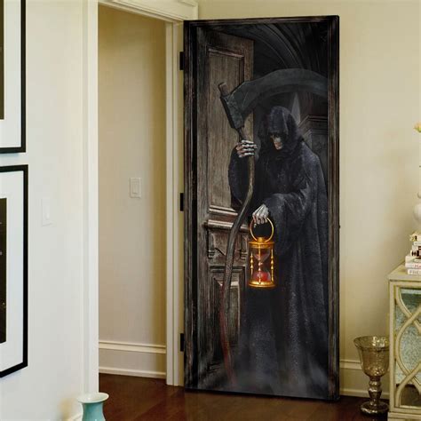 Grim Reaper Halloween Door Cover Grim Reaper Knocking At The Door Home