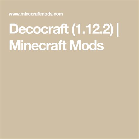 Decocraft (1.12.2) | Minecraft Mods Cute Minecraft Houses, Minecraft Mods, Low Carb Appetizers ...