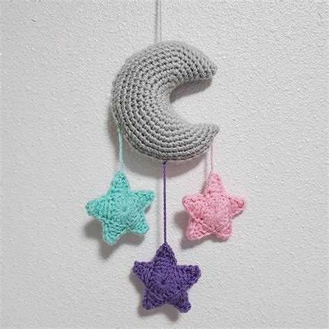 Crochet Pattern For The Moon And Stars Crochet Wall Hanging Etsy