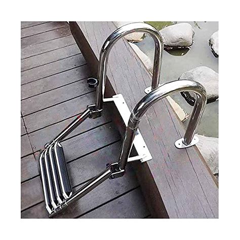 Buy Sgshqq Ladders 4 Steps Pontoon Boat Ladder Folding Telescoping Rear