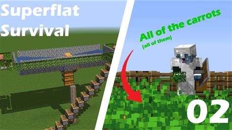 IRON FARMS AND CARROTS Minecraft Superflat Survival Episode 2 YouTube