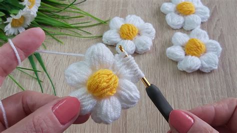 Easy Crochet Daisy Flower Motif Making Crochet Knitting Patterns Youtube