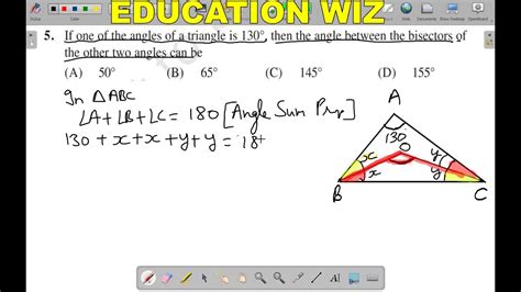 If One Of The Angles Of A Triangle Is 130 Then The Angle Between The