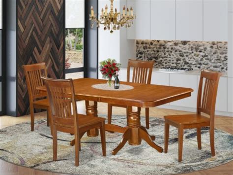 5 Pc Dining Room Set For 4 Dining Table With Leaf And 4 Dining Chairs