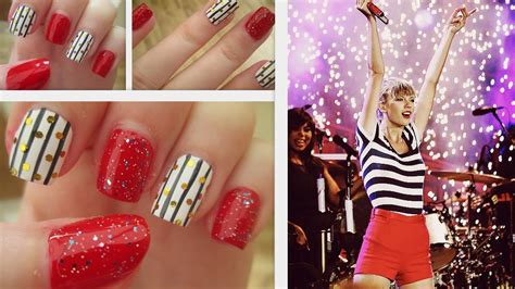 Taylor Swift Red Tour Inspired Nails ♡ Youtube