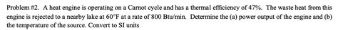 Solved Problem #2. A heat engine is operating on a Carnot | Chegg.com