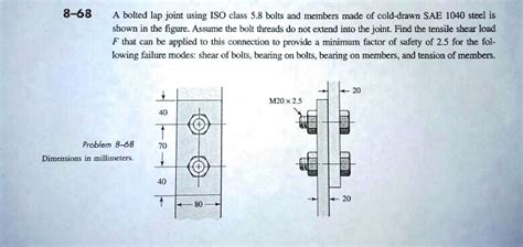 SOLVED 8 68 A Bolted Lap Joint Using ISO Class 5 8 Bolts And Members