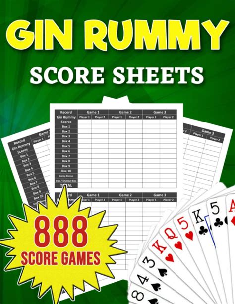 Gin Rummy Score Sheets 888 Large Score Pads For Scorekeeping Gin