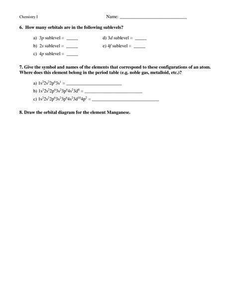 Solution Chm Chapter Worksheet Electron Configurations With