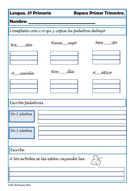 Ejercicios De Lengua Para Segundo De Primaria Textos Im Genes