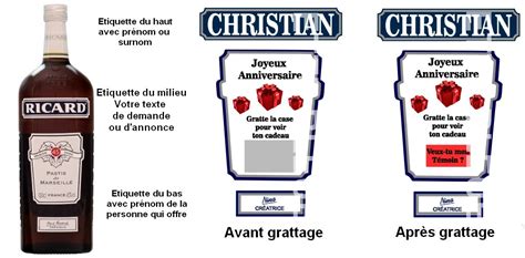 Tiquettes Ricard Gratter Personnalis Es Pour Bouteille Demande De