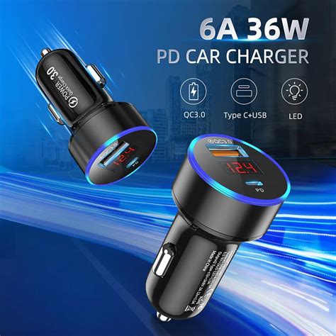 Buy Pdtoweb W A Quick Charge Qc Usb Pd Type C Car Charger Lcd