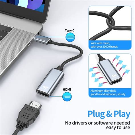 Vrllinking USB C To HDMI Adapter USB Type C To HDMI For Monitor MacBook