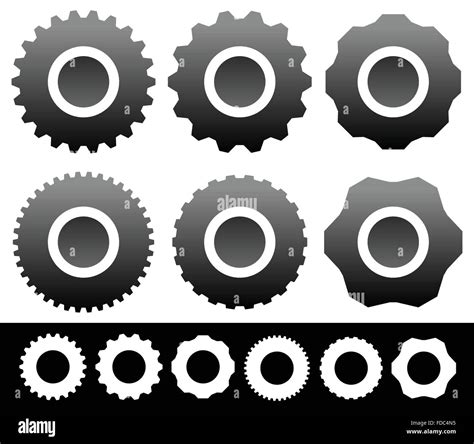 Satz Von Anderen Gang Zahnrad Zahnrad Formen Symbole Icons