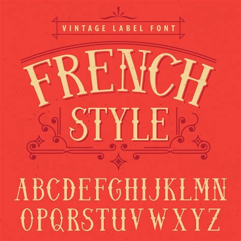 Free Vector French Style Label Font Poster