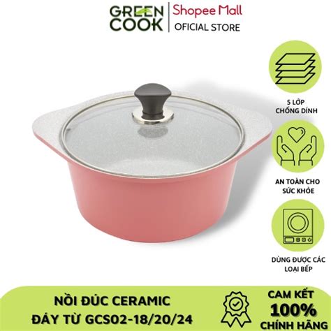 Nồi đúc ceramic vân đá đáy từ chống dính 20cm Green Cook GCS02-20IH ...