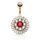 Piercing Nombril Plaqu Or Cercle Gemmes Pierre Rouge