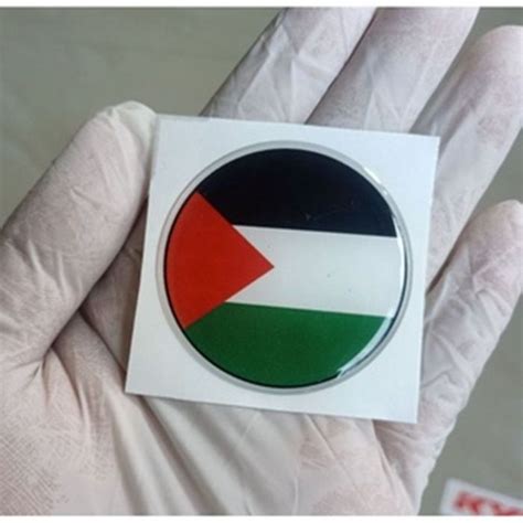 Stiker Bendera Palestina Bulat Timbul Lentur Ukuran 5cm Aksesoris Aksi