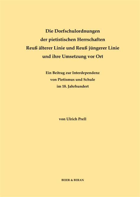 Dorfschulordnungen der pietistischen Herrschaften Reuß älterer