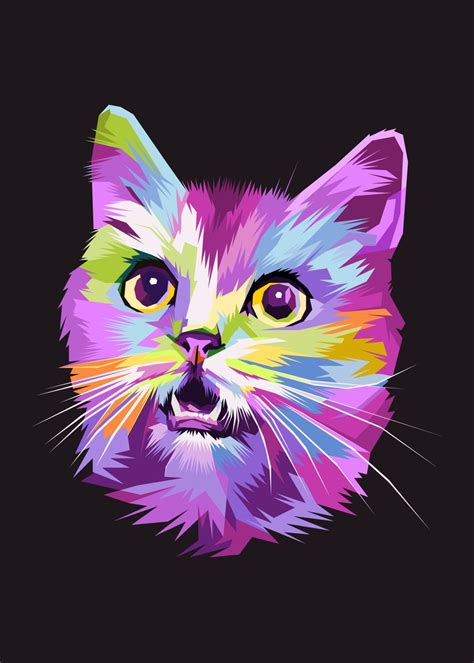 Cat Cute Wpap Poster Picture Metal Print Paint By Michael I Organ