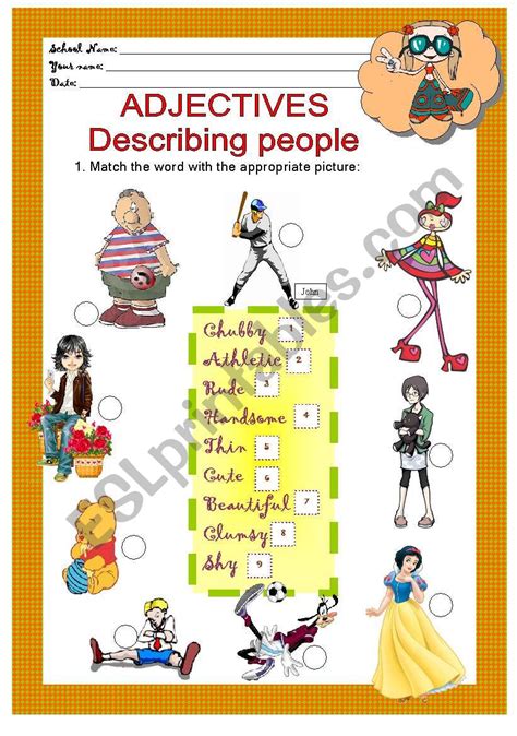 Adjectives Matching Esl Worksheet By Isabelucha