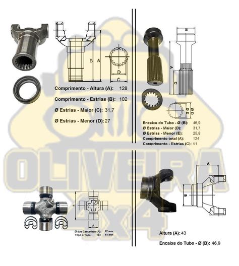 Kit Luva Ponteira Garfo Cardan Cruzeta Cardan Jeep Willys Rural