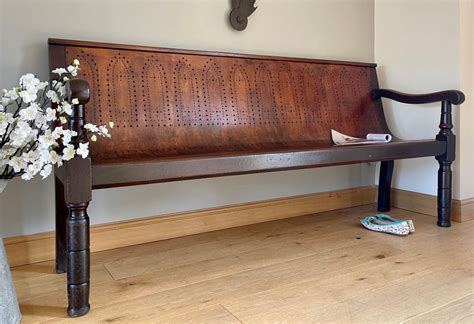 Early 20th Century Walnut Waiting Room Bench Antique Vintage And