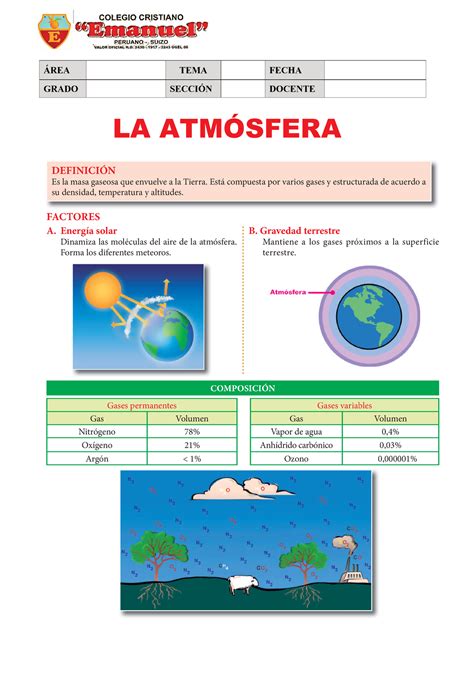 La Atmósfera Para Primer Grado De Secundaria DefiniciÓn Es La Masa Gaseosa Que Envuelve A La