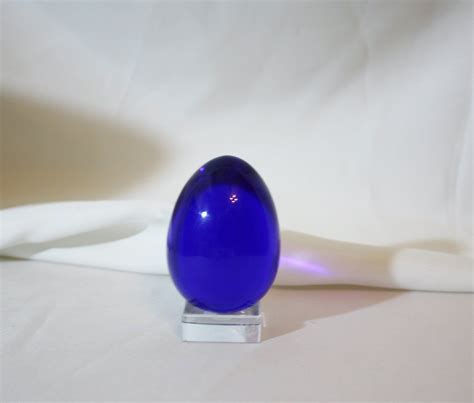 Baccarat Cobalt Blue Egg Paperweight Hand Blown With Stand Etsy