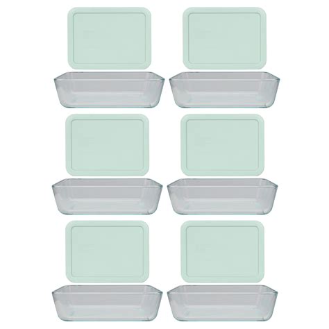 Pyrex 6 7210 3 Cup Glass Food Storage Dishes And 6 7210 Pc Muddy Aqua