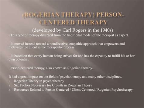 Person Centered Therapy Rogerian Therapy