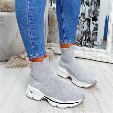 WOMENS LADIES SOCK TRAINERS CHUNKY SOLE SNEAKERS PARTY CLUB WOMEN SHOES SIZE UK | eBay