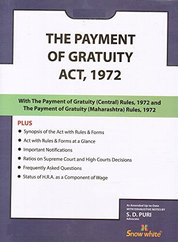 Buy Snow White Publications Bare Act On Payment Of Gratuity