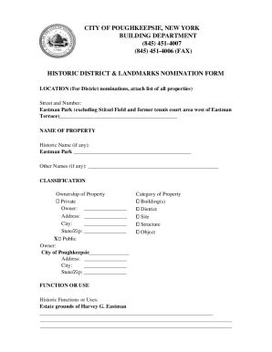 Fillable Online Historic District Landmarks Nomination Form Fax Email