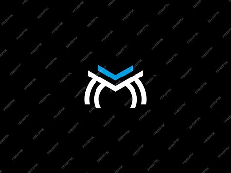 Premium Vector | Black and white m logo with a blue ribbon