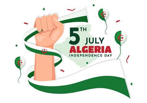 Happy Algeria Independence Day Vector Illustration With Waving Flag In