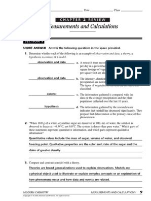 Chapter Measurements And Calculations Pdf Density