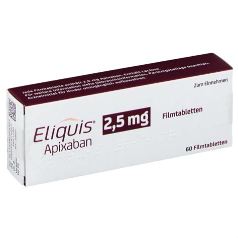 Eliquis 25 Mg Apixaban 20 Film Coated Tablets