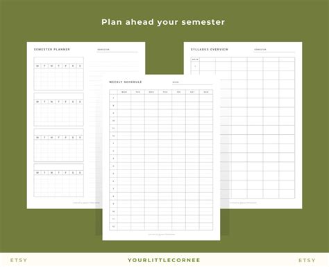 Semester Planner Printable College Semester Planner Study | Etsy