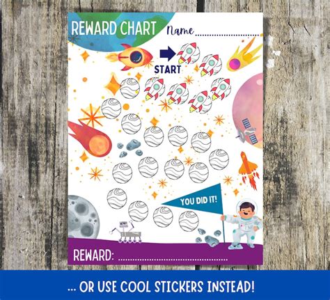 Outer Space Printable Reward Chart Space Sticker Chart Etsy