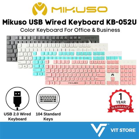 Mikuso Wired USB 2 0 Color Keyboard KB 052U 104 Keys For Business