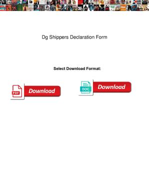 Fillable Online Dg Shippers Declaration Form Dg Shippers Declaration