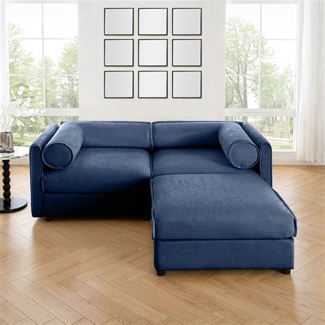 Ebern Designs Stylish 2 With Storage, Blue Chenille Fabric And Modern