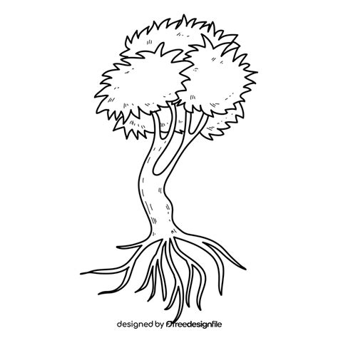 Tree roots drawing black and white clipart free download