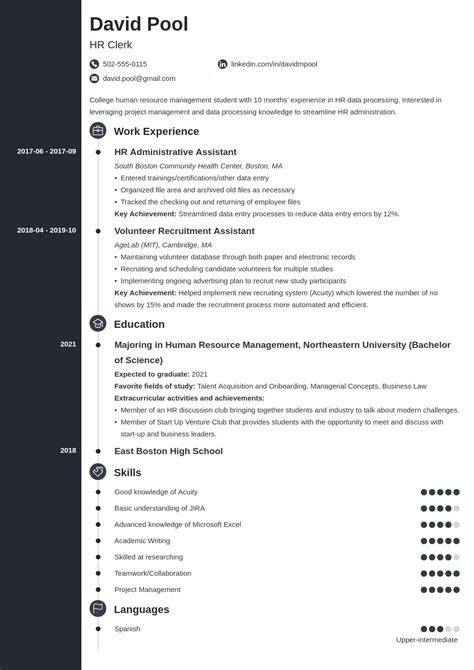 College Freshman Resume Template