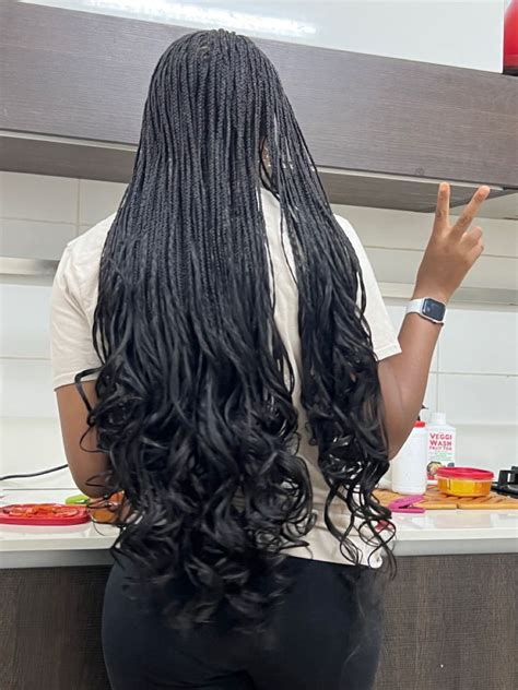 Black French Curl Braids Miamia Hair