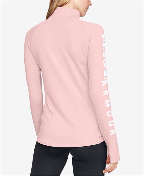 Under Armour Synthetic Cold Gear Fleece Lined Half Zip Top In Pink Lyst